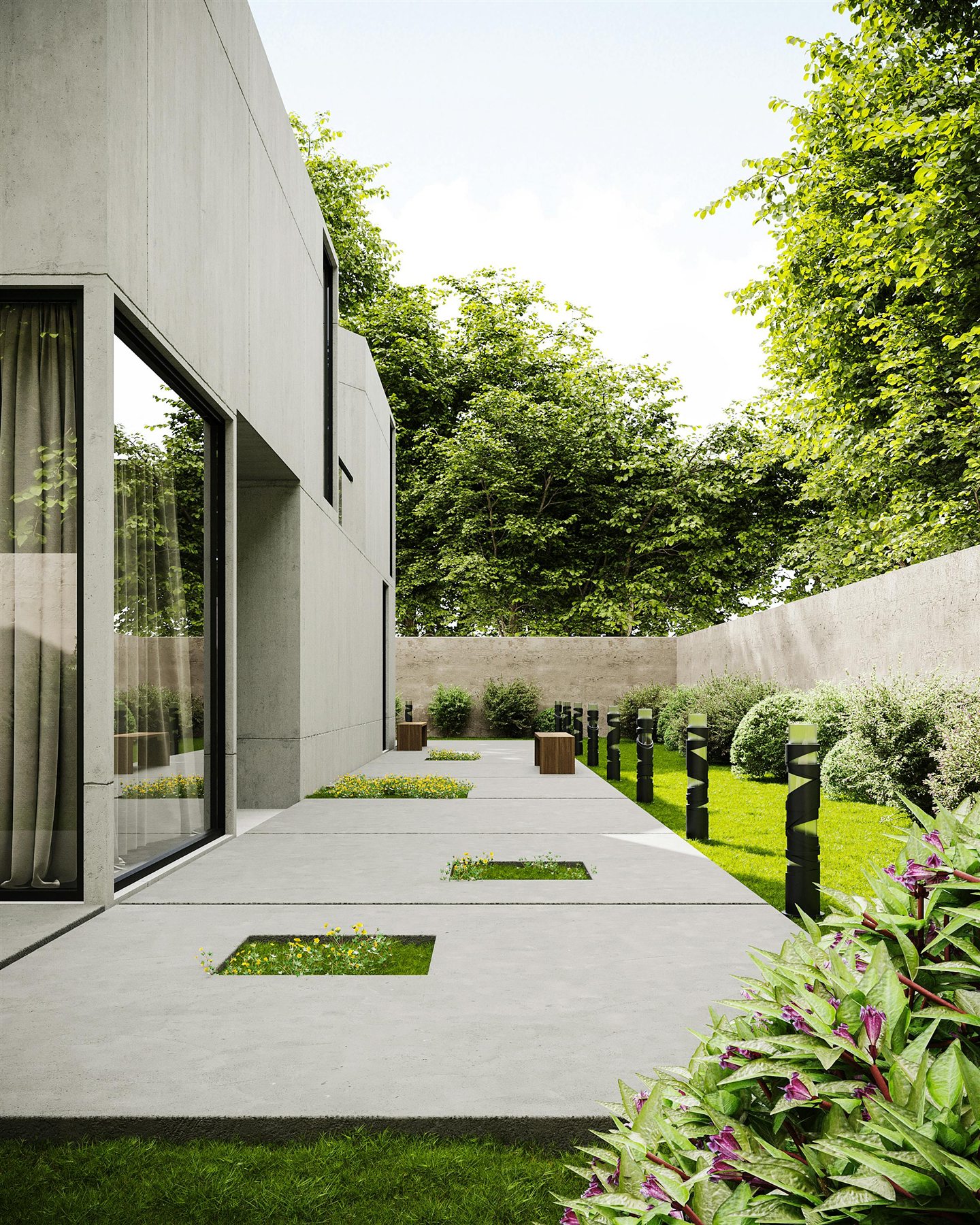 Generic landscaping photo showing a clean yard and landscaped residential exterior.